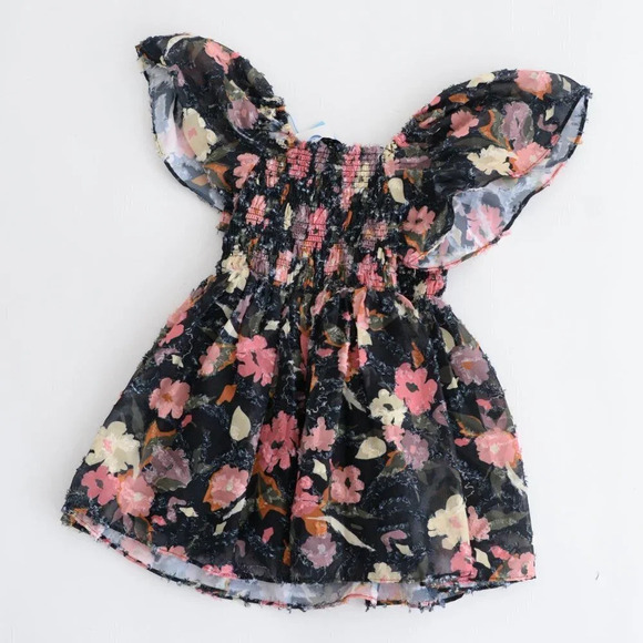 Tanya Taylor Mini Glenda  Navy & Pink Floral A-line Dress XXS NWT - Picture 8 of 8